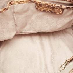 Pre Owned MICHAEL Michael Kors Beige Snakeskin Embossed Leather Large Selma Tote