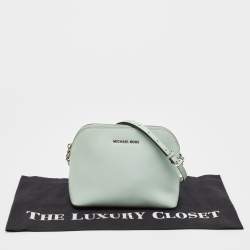 Pre Owned MICHAEL Michael Kors Mint Green Patent Leather Medium Cindy Dome Crossbody Bag