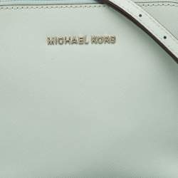 Pre Owned MICHAEL Michael Kors Mint Green Patent Leather Medium Cindy Dome Crossbody Bag