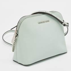Pre Owned MICHAEL Michael Kors Mint Green Patent Leather Medium Cindy Dome Crossbody Bag