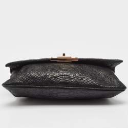 MICHAEL Michael Kors Black Python Embossed Leather Turnlock Chain Bag