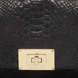 MICHAEL Michael Kors Black Python Embossed Leather Turnlock Chain Bag