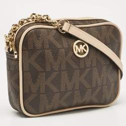 MICHAEL Michael Kors Beige/Brown Signature Coated Canvas and Leather Mini Camera Crossbody Bag