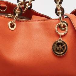 Pre Owned حقيبة يد توتس مايكل مايكل كورس سينثيا جلد سافيانو بني متوسطة