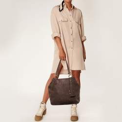 MICHAEL Michael Kors Brown Suede and Leather Shopper Tote