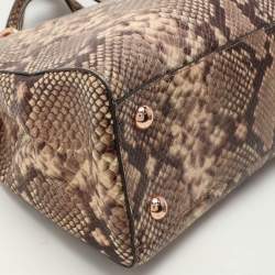 MICHAEL Michael Kors Beige/Brown Python Embossed Leather Cynthia Satchel