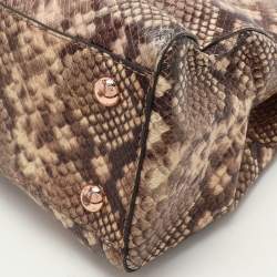 MICHAEL Michael Kors Beige/Brown Python Embossed Leather Cynthia Satchel