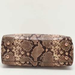 MICHAEL Michael Kors Beige/Brown Python Embossed Leather Cynthia Satchel