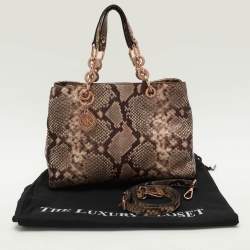 MICHAEL Michael Kors Beige/Brown Python Embossed Leather Cynthia Satchel