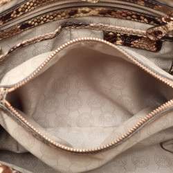 MICHAEL Michael Kors Beige/Brown Python Embossed Leather Cynthia Satchel