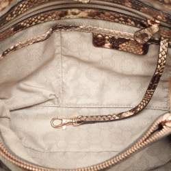 MICHAEL Michael Kors Beige/Brown Python Embossed Leather Cynthia Satchel