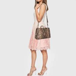 MICHAEL Michael Kors Beige/Brown Python Embossed Leather Cynthia Satchel