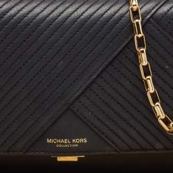 MICHAEL Michael Kors Quilted Black Leather Flap Chain Clutch