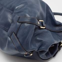 Pre Owned MICHAEL Michael Kors Navy Blue Leather Bedford Hobo