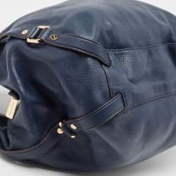 Pre Owned MICHAEL Michael Kors Navy Blue Leather Bedford Hobo
