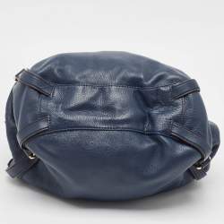 Pre Owned MICHAEL Michael Kors Navy Blue Leather Bedford Hobo