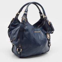 Pre Owned MICHAEL Michael Kors Navy Blue Leather Bedford Hobo