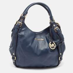 Pre Owned MICHAEL Michael Kors Navy Blue Leather Bedford Hobo