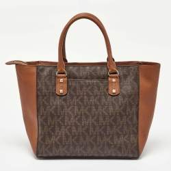MICHAEL Michael Kors Brown Signature Coated Canvas and Leather Studded Sandrine Tote