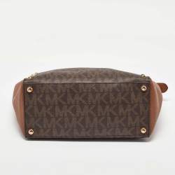 MICHAEL Michael Kors Brown Signature Coated Canvas and Leather Studded Sandrine Tote