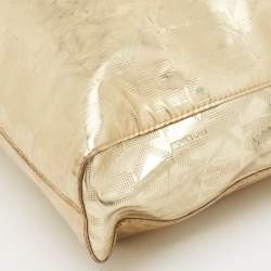 MICHAEL Michael Kors Gold Signature Mirrored Patent Leather North South Tote