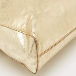 MICHAEL Michael Kors Gold Signature Mirrored Patent Leather North South Tote