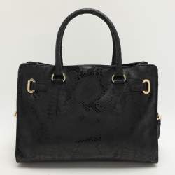 MICHAEL Michael Kors Black Python Print Leather Large East West Hamilton Tote