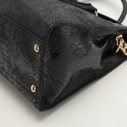 MICHAEL Michael Kors Black Python Print Leather Large East West Hamilton Tote