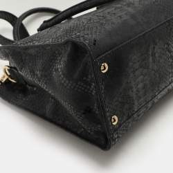 MICHAEL Michael Kors Black Python Print Leather Large East West Hamilton Tote