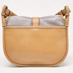 Pre Owned Michael Michael Kors Brown/Lilac Suede Saddle Shoulder Bag