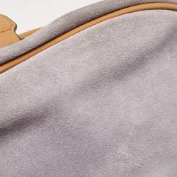 Pre Owned Michael Michael Kors Brown/Lilac Suede Saddle Shoulder Bag