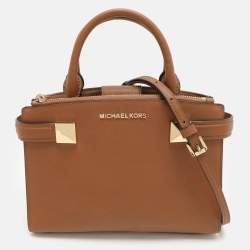 Pre Owned MICHAEL Michael Kors Brown Leather Small Karla EW Tote