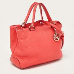 MICHAEL Michael Kors Red Soft Leather Anabelle Mid Zip Tote