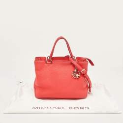 MICHAEL Michael Kors Red Soft Leather Anabelle Mid Zip Tote