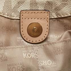MICHAEL Michael Kors Off White/Beige Signature Coated Canvas and Leather Lillie Chain Hobo