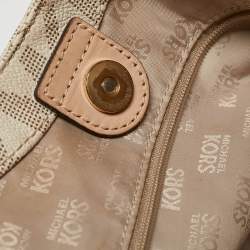 MICHAEL Michael Kors Off White/Beige Signature Coated Canvas and Leather Lillie Chain Hobo
