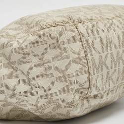 MICHAEL Michael Kors Off White/Beige Signature Coated Canvas and Leather Lillie Chain Hobo