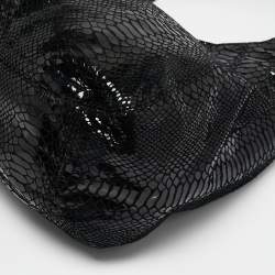 MICHAEL Michael Kors Black Python Effect Alcantara Fulton Hobo
