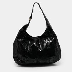 MICHAEL Michael Kors Black Python Effect Alcantara Fulton Hobo