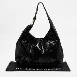 MICHAEL Michael Kors Black Python Effect Alcantara Fulton Hobo