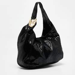 MICHAEL Michael Kors Black Python Effect Alcantara Fulton Hobo