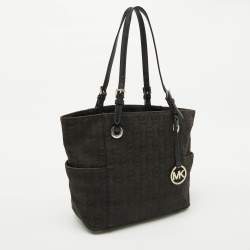 MICHAEL Michael Kors Black Signature Canvas and Leather Jet Set Tote