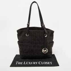 MICHAEL Michael Kors Black Signature Canvas and Leather Jet Set Tote