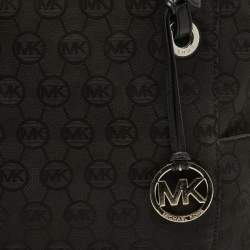 MICHAEL Michael Kors Black Signature Canvas and Leather Jet Set Tote