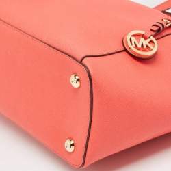 MICHAEL Michael Kors Red Saffiano Leather Large Top Zip Jet Set Tote