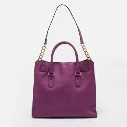 Pre Owned حقيبة يد مايكل مايكل كورس هاميلتون نورث ساوث كبيرة جلد أرجواني