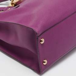 Pre Owned حقيبة يد مايكل مايكل كورس هاميلتون نورث ساوث كبيرة جلد أرجواني