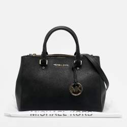 Pre Owned MICHAEL Michael Kors Black Leather Medium Sutton Tote