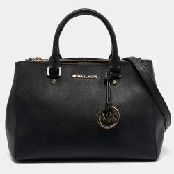 Pre Owned MICHAEL Michael Kors Black Leather Medium Sutton Tote