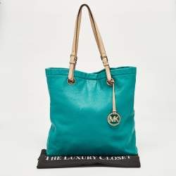Pre Owned MICHAEL Michael Kors Green Leather North South Tote